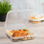 [200 ct] 9" x 9" 3-Compartment Hinged Food Containers | Clear | PP