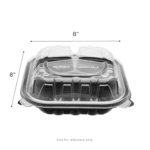 [150 ct] 8" x 8" 3-Comparment Premium PP Hinged Container with Segmented Lid - Image 5
