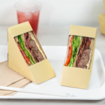 [500 ct] 19oz Paper Sandwich Wedge Container with Window, Kraft - Image 3