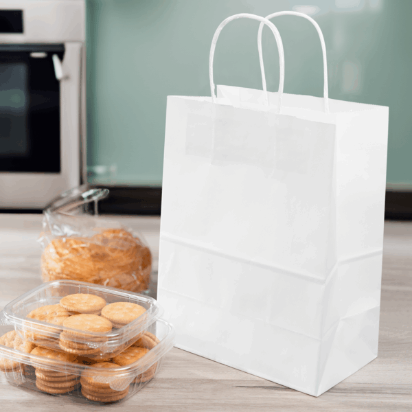 [250 ct] Balboa Paper Shopping Bag with Twisted Handles, White