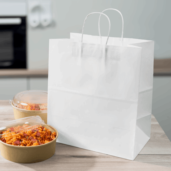 [250 ct] Paper Shopping Bag with Twisted Handles (Malibu), White