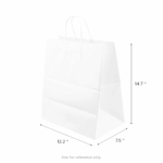 [250 ct] Paper Shopping Bag with Twisted Handles (Malibu), White - Image 5