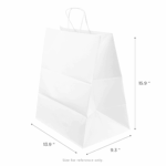 [200 ct] Huntington Paper Shopping Bag with Twisted Handles, White - Image 5