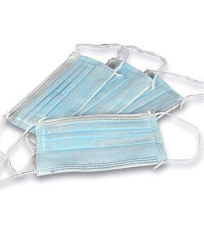 Blue 3-ply face mask box 50 count 99 percent BFE bacteria filtration fluid resistant disposable masks Packer Janitorial California wholesale.