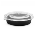 [150 sets] 16 oz PP Microwaveable Oval Food Container with Clear Lid, Black - Image 5