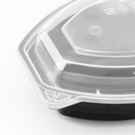 [150 sets] 16 oz PP Microwaveable Oval Food Container with Clear Lid, Black - Image 4