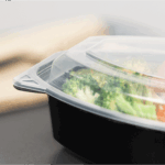 [150 sets] 24 oz PP Microwaveable Oval Food Container with Clear Lid, Black - Image 3