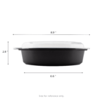 [150 sets] 24 oz PP Microwaveable Oval Food Container with Clear Lid, Black - Image 5