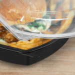 [150 sets] 32 oz PP Microwaveable Oval Food Container with Clear Lid, Black - Image 3