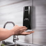 13.5oz Hand Soap Refillable Liquid Dispenser, Stand/Wall Mount, Black - 1 unit - Image 3