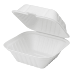 Karat Earth 6''x6'' Molded Fiber Hinged Containers, PFAS Free, White - 500 pcs - Image 5