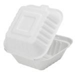 Karat Earth 6''x6'' Molded Fiber Hinged Containers, PFAS Free, White - 500 pcs - Image 7