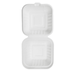 Karat Earth 6''x6'' Molded Fiber Hinged Containers, PFAS Free, White - 500 pcs - Image 9