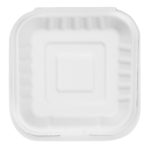 Karat Earth 6''x6'' Molded Fiber Hinged Containers, PFAS Free, White - 500 pcs - Image 2