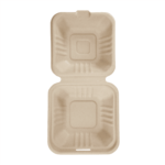 Karat Earth 6''x6'' Molded Fiber Hinged Containers, PFAS Free, Natural - 500 pcs - Image 9