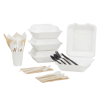 Karat Earth 8''x8'' Molded Fiber Hinged Containers, PFAS Free, White - 200 pcs - Image 8