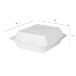 Karat Earth 8''x8'' Molded Fiber Hinged Containers, PFAS Free, White - 200 pcs - Image 3