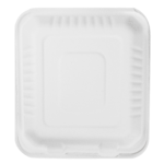 Karat Earth 8''x8'' Molded Fiber Hinged Containers, PFAS Free, White - 200 pcs - Image 6