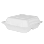 Karat Earth 3 Compartments, 8''x8'' Molded Fiber Hinged Containers, PFAS Free, White - 200 pcs - Image 4