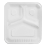 Karat Earth 3 Compartments, 8''x8'' Molded Fiber Hinged Containers, PFAS Free, White - 200 pcs - Image 8