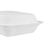 Karat Earth 3 Compartments, 8''x8'' Molded Fiber Hinged Containers, PFAS Free, White - 200 pcs - Image 5