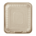 Karat Earth 8''x8'' Molded Fiber Hinged Containers, PFAS Free, Natural - 200 pcs - Image 4