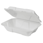 Karat Earth 9''x6'' Molded Fiber Hinged Containers, PFAS Free, White - 200 pcs - Image 8