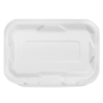 Karat Earth 9''x6'' Molded Fiber Hinged Containers, PFAS Free, White - 200 pcs - Image 2