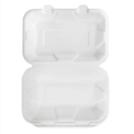 Karat Earth 9''x6'' Molded Fiber Hinged Containers, PFAS Free, White - 200 pcs - Image 4