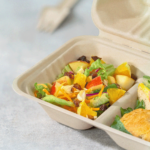 Karat Earth 2 Compartments, 9''x6'' Molded Fiber Hinged Containers, PFAS Free, Natural - 200 pc - Image 4