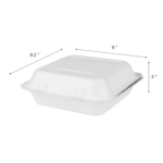 Karat Earth 9''x9'' Molded Fiber Hinged Containers, PFAS Free, White - 200 pcs - Image 4