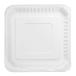 Karat Earth 9''x9'' Molded Fiber Hinged Containers, PFAS Free, White - 200 pcs - Image 6