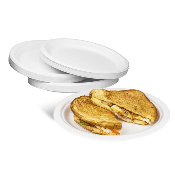 Karat Earth 12.5''x10'' Molded Fiber Oval Plates, PFAS Free, White - 500 pcs