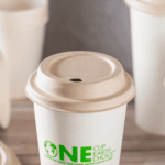 Karat Earth 90mm PFAS Free Bagasse Sipper Dome Lids for 10-24oz Hot Cups, Natural - 500 pcs - Image 3