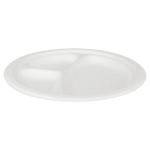 Karat Earth 3 Compartments, 9'' Molded Fiber Round Plates, PFAS Free, White - 500 pcs - Image 2