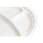Karat Earth 3 Compartments, 9'' Molded Fiber Round Plates, PFAS Free, White - 500 pcs - Image 5