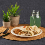 Karat Earth 3 Compartments, 9'' Molded Fiber Round Plates, PFAS Free, Natural - 500 pcs