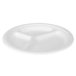 Karat Earth 3 Compartments, 10'' Molded Fiber Round Plates, PFAS Free, White - 500 pcs - Image 20