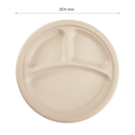Karat Earth 3 Compartments, 10'' Molded Fiber Round Plates, PFAS Free, Natural - 500 pcs - Image 16