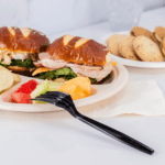 Karat Earth 3 Compartments, 10'' Molded Fiber Round Plates, PFAS Free, Natural - 500 pcs - Image 15