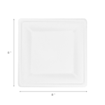 Karat Earth 8”x 8” Molded Fiber Square Plates, PFAS Free, White - 500 pcs - Image 6