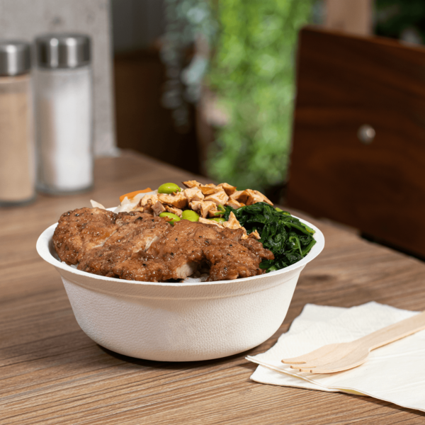 Karat Earth 16oz PFAS Free Eco-Friendly Bagasse Rice Bowl, White - 1,000 pcs