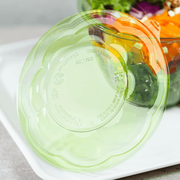 Karat Earth PLA Dome Lid for 18-48 oz. PLA Salad Container, Green - 300 pcs