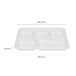 Karat Earth 5 Compartments, 10" Molded Fiber Trays, PFAS Free, White - 100 pcs - Image 5