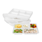 Karat Earth 5 Compartments, 10" Molded Fiber Trays, PFAS Free, White - 100 pcs - Image 2