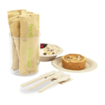 Karat Earth PFAS Free Bagasse Cutlery Kits (Knife, Fork, Soup Spoon, 2-ply Napkin), Paper Wrapped - 250 sets - Image 2