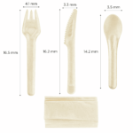Karat Earth PFAS Free Bagasse Cutlery Kits (Knife, Fork, Soup Spoon, 2-ply Napkin), Paper Wrapped - 250 sets - Image 5