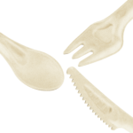 Karat Earth PFAS Free Bagasse Cutlery Kits (Knife, Fork, Soup Spoon, 2-ply Napkin), Paper Wrapped - 250 sets - Image 7