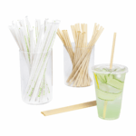 Karat Earth 9" Flat Cut Bamboo Fiber Jumbo Straws (6mm) Paper Wrapped, Natural - 4,000 pcs - Image 9