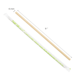 Karat Earth 9" Flat Cut Bamboo Fiber Jumbo Straws (6mm) Paper Wrapped, Natural - 4,000 pcs - Image 5